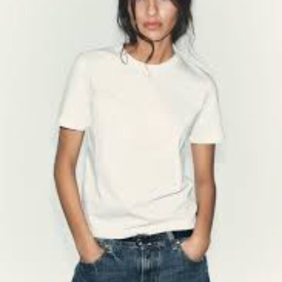 Zara Crisp White Tee Size S - Picture 1 of 4